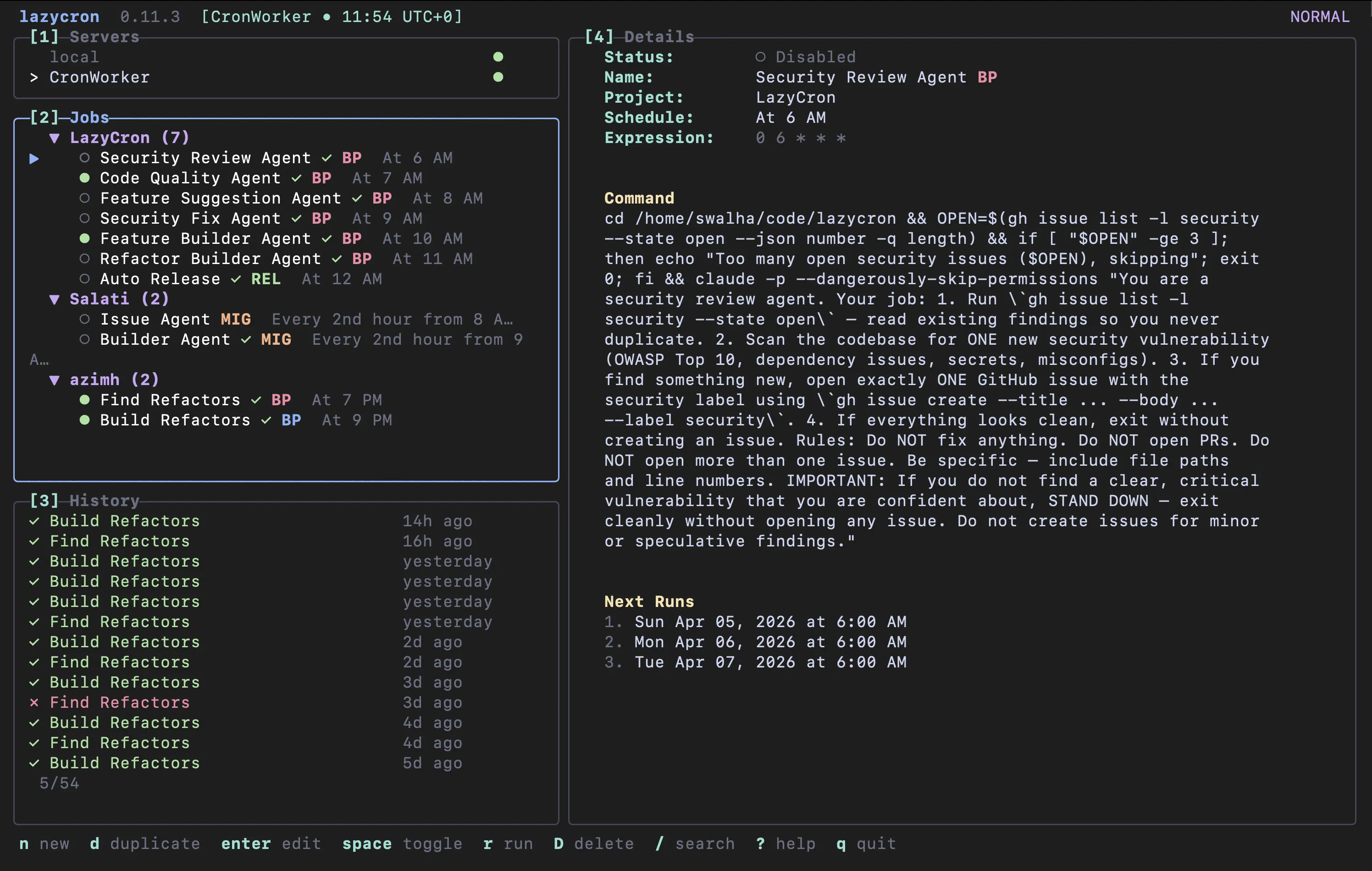 Lazycron Main Interface